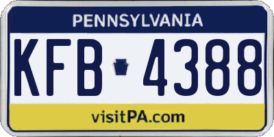 PA license plate KFB4388