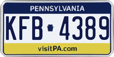 PA license plate KFB4389
