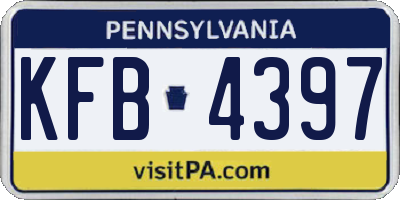 PA license plate KFB4397