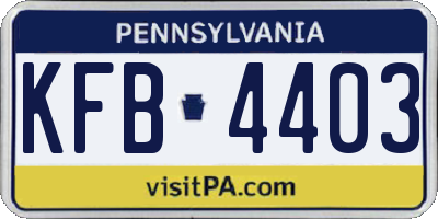 PA license plate KFB4403