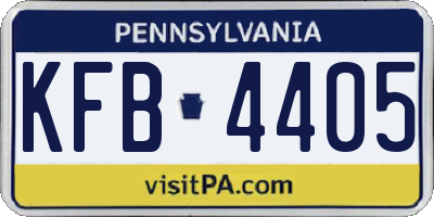 PA license plate KFB4405