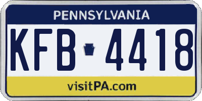 PA license plate KFB4418