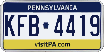 PA license plate KFB4419