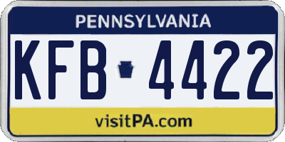PA license plate KFB4422