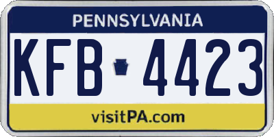 PA license plate KFB4423