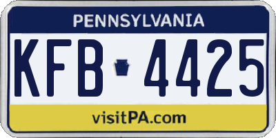 PA license plate KFB4425