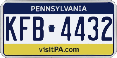 PA license plate KFB4432