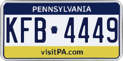 PA license plate KFB4449