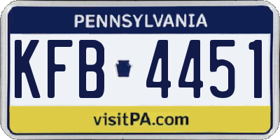 PA license plate KFB4451
