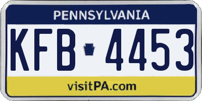 PA license plate KFB4453