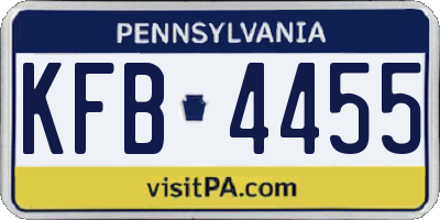PA license plate KFB4455