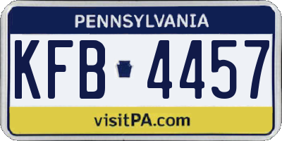 PA license plate KFB4457