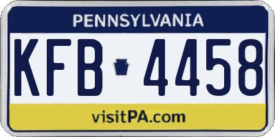 PA license plate KFB4458