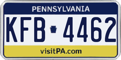 PA license plate KFB4462