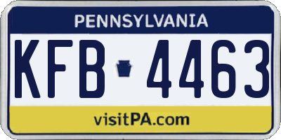 PA license plate KFB4463