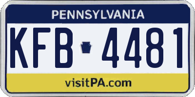 PA license plate KFB4481