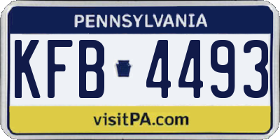 PA license plate KFB4493