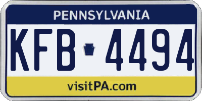 PA license plate KFB4494