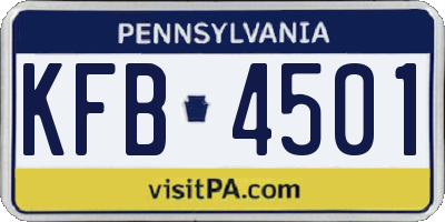PA license plate KFB4501