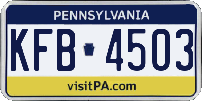 PA license plate KFB4503