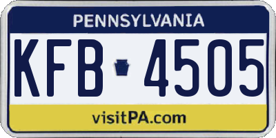 PA license plate KFB4505