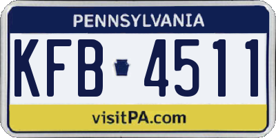 PA license plate KFB4511