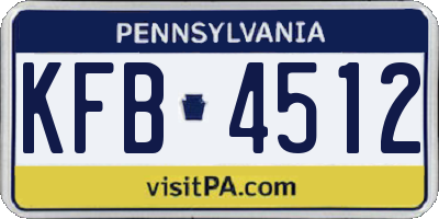 PA license plate KFB4512