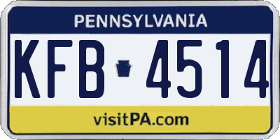 PA license plate KFB4514