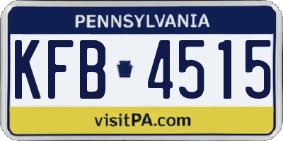 PA license plate KFB4515