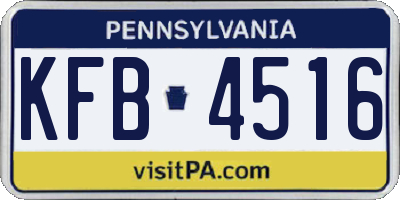 PA license plate KFB4516