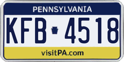 PA license plate KFB4518