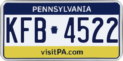 PA license plate KFB4522