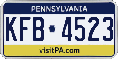 PA license plate KFB4523