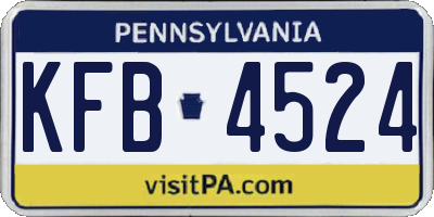 PA license plate KFB4524