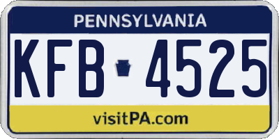 PA license plate KFB4525