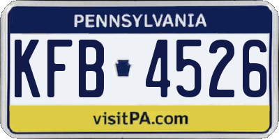 PA license plate KFB4526