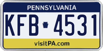 PA license plate KFB4531