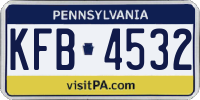 PA license plate KFB4532