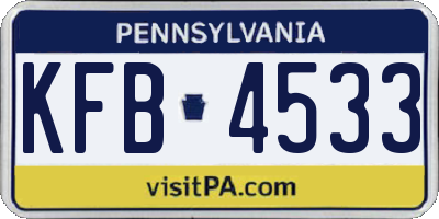 PA license plate KFB4533