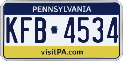 PA license plate KFB4534