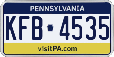 PA license plate KFB4535