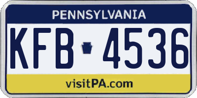 PA license plate KFB4536