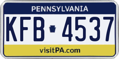 PA license plate KFB4537
