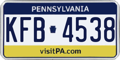 PA license plate KFB4538