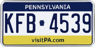 PA license plate KFB4539