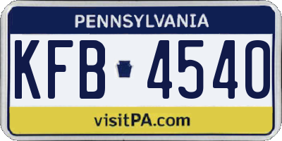 PA license plate KFB4540