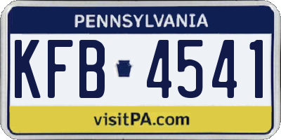 PA license plate KFB4541