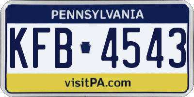 PA license plate KFB4543