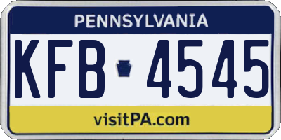 PA license plate KFB4545