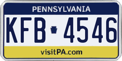 PA license plate KFB4546